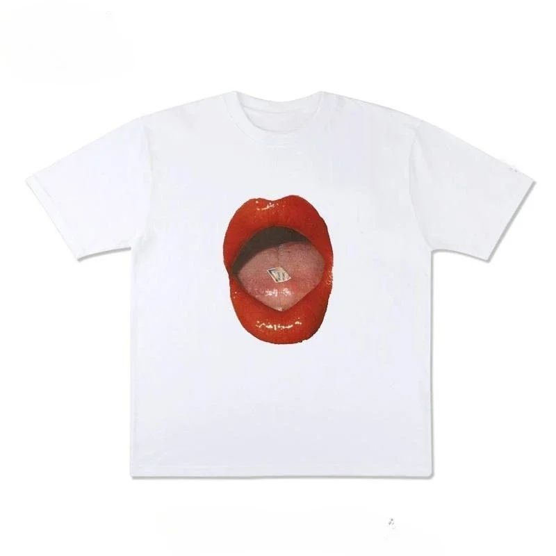

Женские футболки с рисунком рта и короткими рукавами, роскошная брендовая зимняя верхняя одежда для спорта на открытом воздухе, винтажная одежда Kpop Y2k