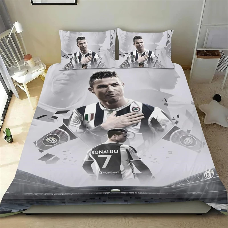 Football Star Ronaldo Bedding Set Duvet Cover 2/3 Piece Set Single Double Bedroom Decoration Lightweight Comfortable Soft 3d