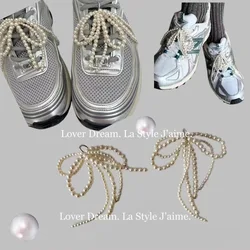 Bowknot Charm Shoe Buckle Keychain Niche Designer Korean Ins Cute Sweet Handmade Bead Fashion Personality Jewelry Accessories