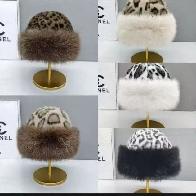 Women's Pullover Hats New Leopard Print Personalized Fashionable Cool Retro Beanies Thickened Plush Warm Plush Hats For Girl 4