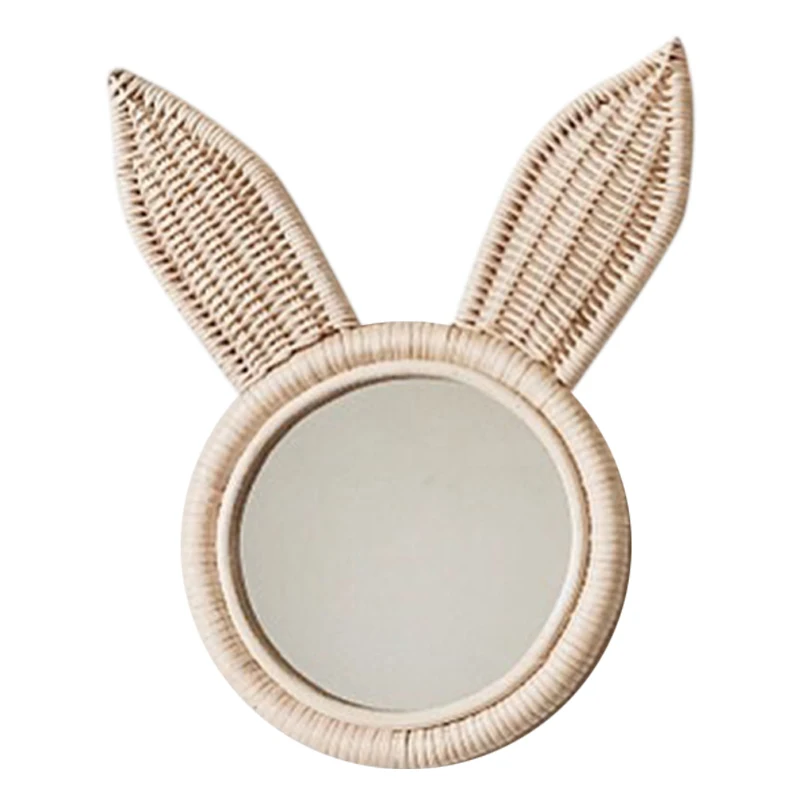 

Rattan Art Decoration Rabbit Ears Makeup Mirror Dressing Wall Hanging Mirrors Bedroom Home Decor