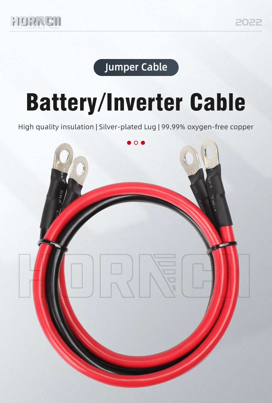Cavi Batteria 2 AWG 0,9m - Rame Puro Stagnato Con Alette 3/8'' - Set Rosso E Nero Per Auto, Camper, Barca, Impianti Solari (2 Pezzi)