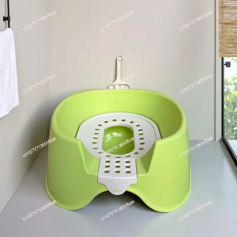 Infrared Induction Automatic Flushing Cat Litter Box Self-Cleaning Toilet with Odor Control for Indoor Open Design Pet Potty