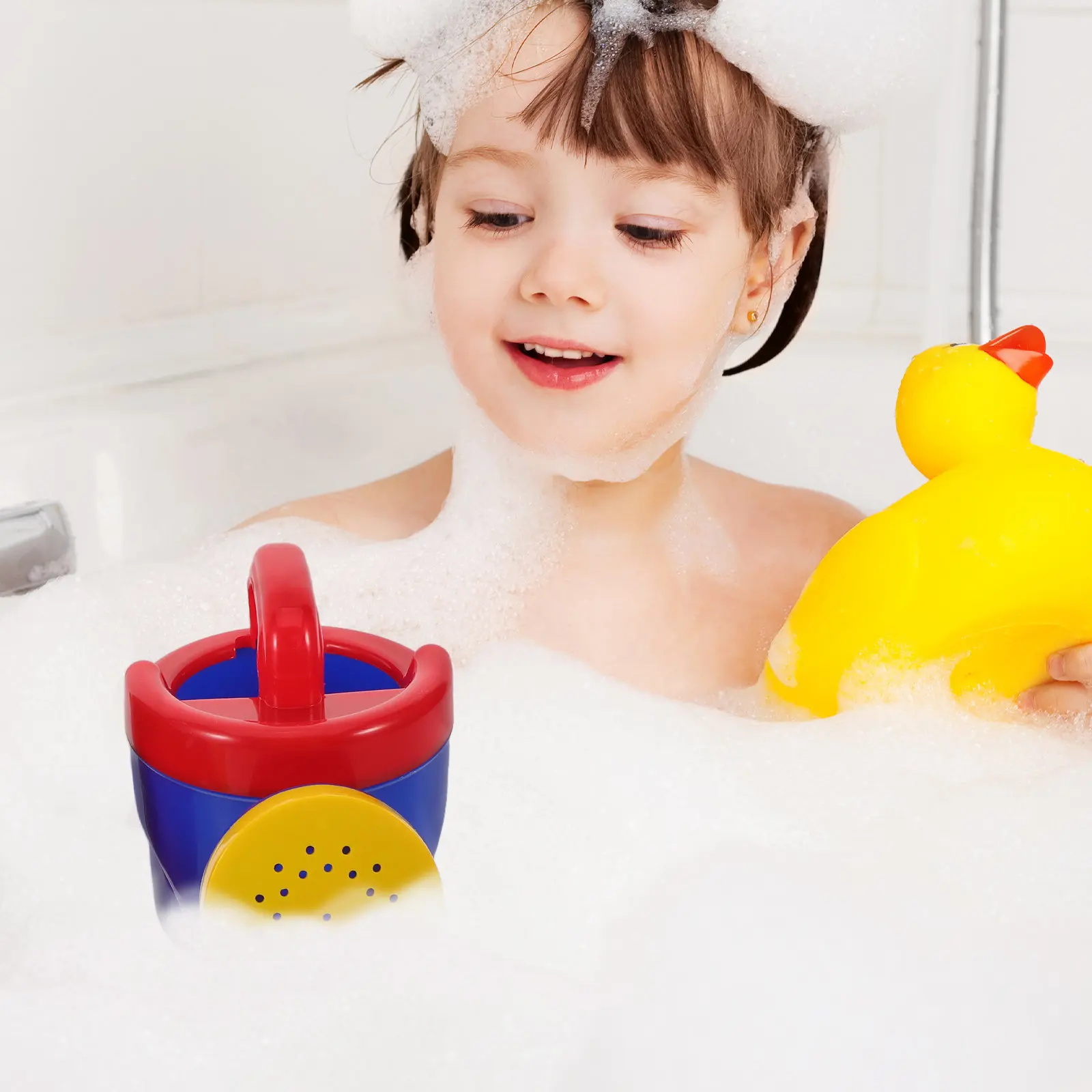 2Pcs Bathroom Water Watering Can for Toddlers Bath Playing Small Plastic Watering Cans Indoor Outdoor Beach Garden