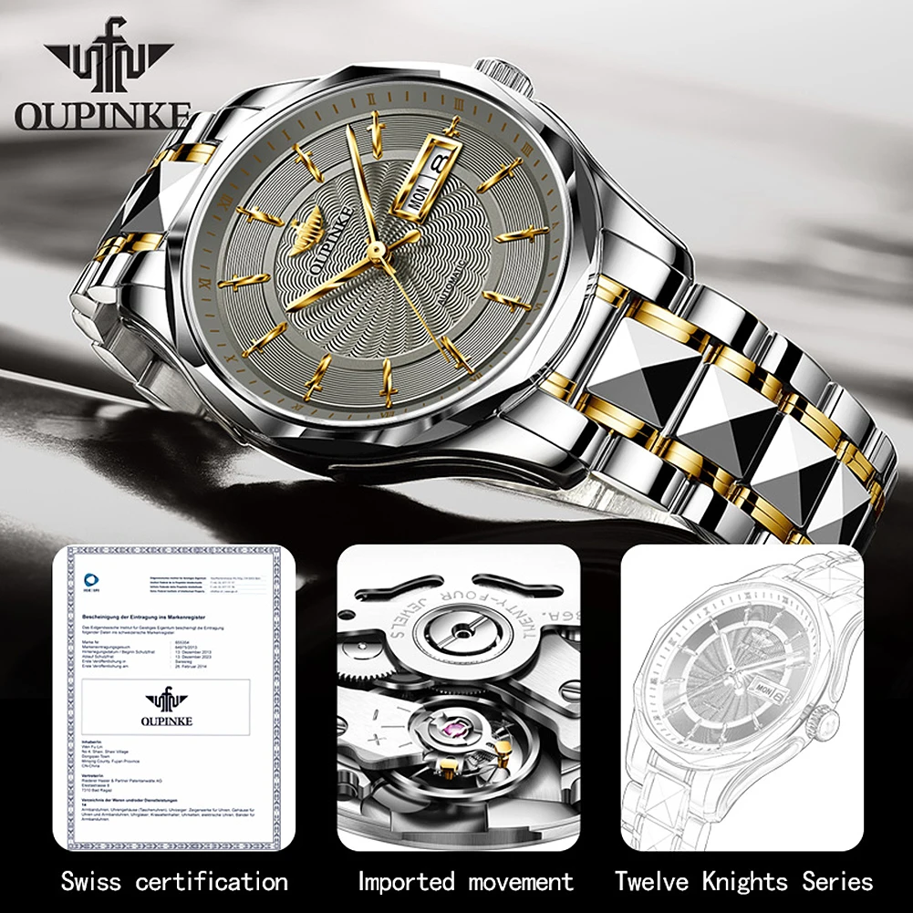 OUPINKE 3172 Twelve Knight Series Men Watch Japanese Movement Fully Automatic Mechanical Watch Sapphire Tungsten Steel Men Watch - Image 3