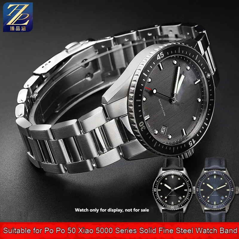 Suitable for Blancpain 50 fathoms steel strap 50 fathoms 5000 5054 series black pottery blue pottery fine steel watch strap 23mm