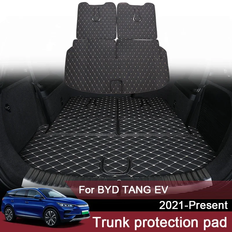 1pc Car Styling Custom Rear Trunk Mat For BYD TANG EV 2021-Present Leather Waterproof Auto Cargo Liner Pad External Accessory