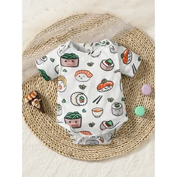 Newborn Baby Boy Clothing Short Sleeves Cartoon Print Bodysuit Infant  Romper Summer Casual Jumpsuit for Toddler Boy 1-24 Months