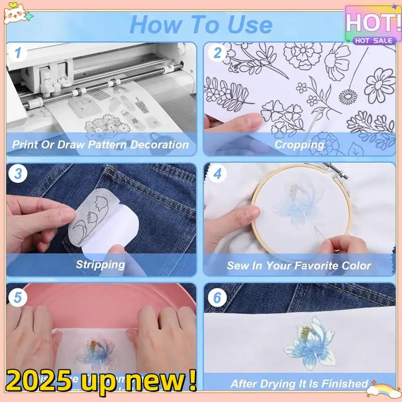 Classy-6 Sheets Of Sticky Water Soluble Embroidery Stabilizer, Dissolvable Printing Paper Wash For Printed Embroidery