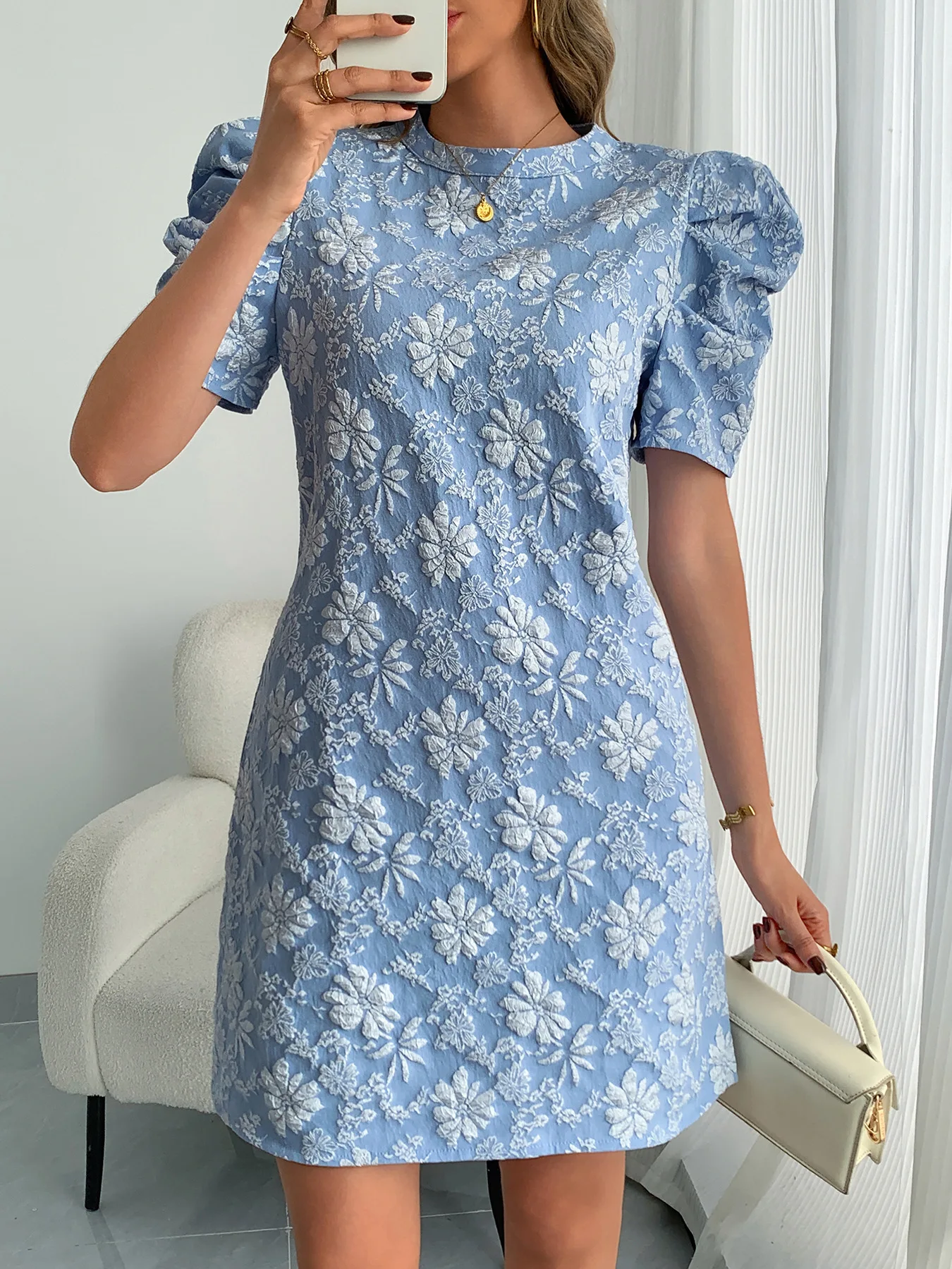 Summer Daisy Relief Dress Slim Fit Trailing Skirt Short Sleeved Women's Dress
