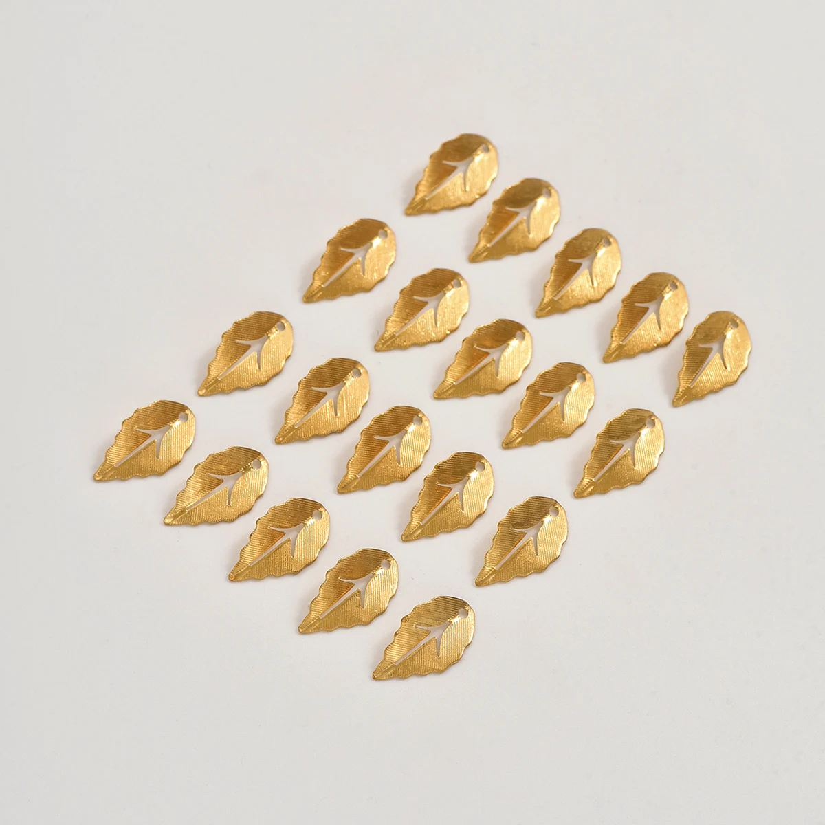 20pcs original brass pendant mini single hole striped leaf pendant for DIY earrings and jewelry making supplies
