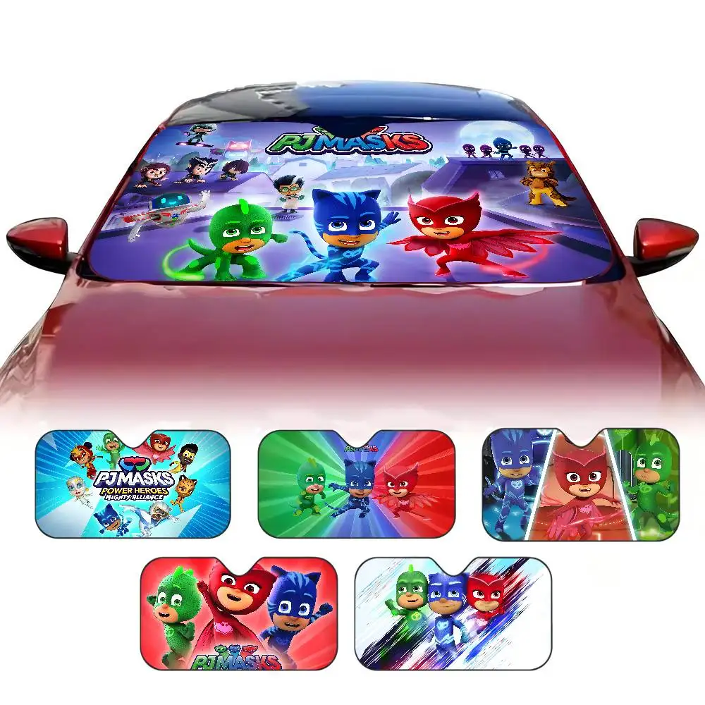 Cartoon PJ M-Masks Car Solar Protection Heated Windshield Sunshade Car Window Windscreen Cover Sun Shade Auto Sun Visor