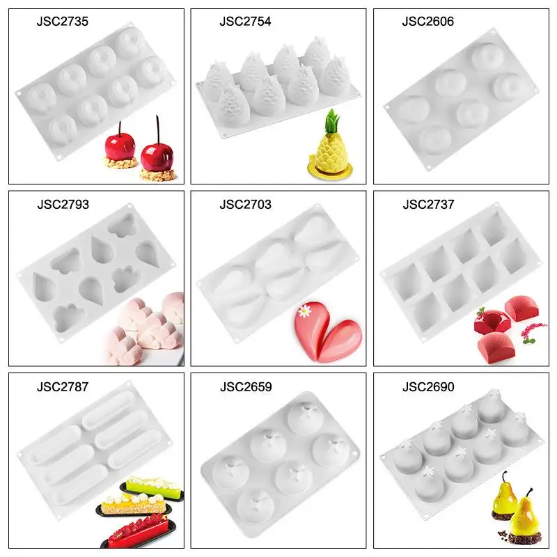Heart Bow Moon Cloud Mousse Cake Mold Cherry Silicone Molds For Baking Pudding Dessert Chocolate Fruit Cake Decorating Tools