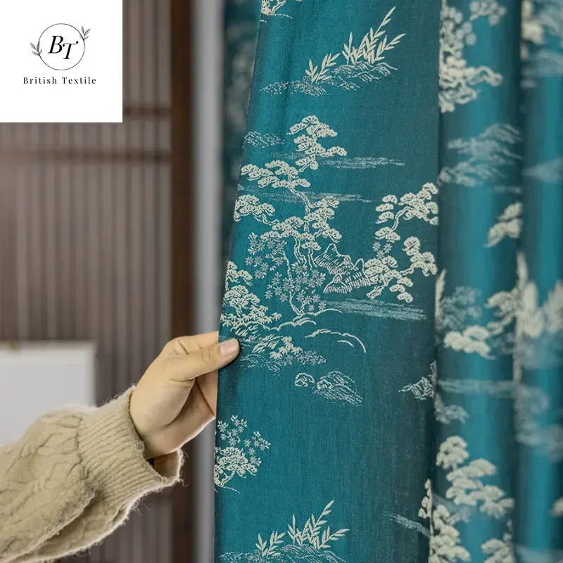 Chinese Style Curtains For Living Dining Room Bedroom High Precision Embroidery High-end Light Luxury Customization Fabric