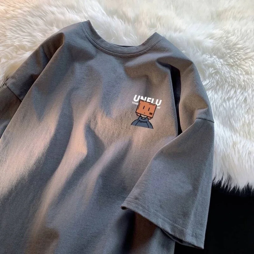 تي شيرت أمريكي ريترو للشباب برقبة دائرية وأكمام قصيرة للرجال أصلي كلاسيكي للشارع مقاس كبير كاجوال للجنسين