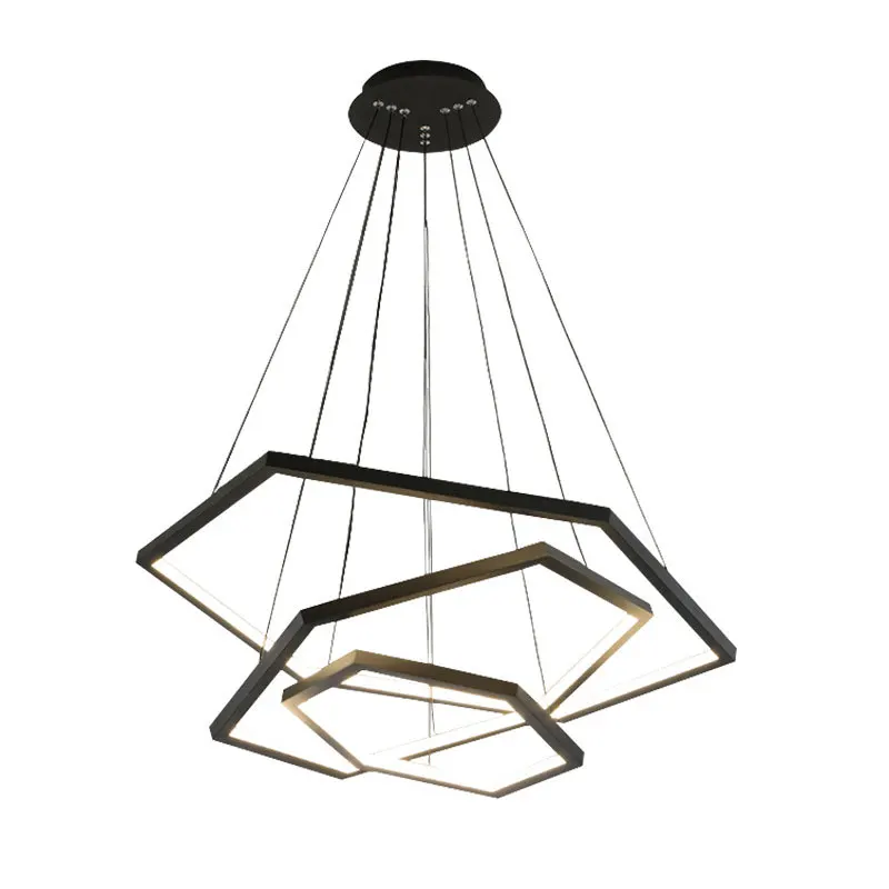 

Modern Geometric Living Room Pendant Designer Personalized Model Room Lamp Golden Luxury Hexagonal Restaurant Pendant