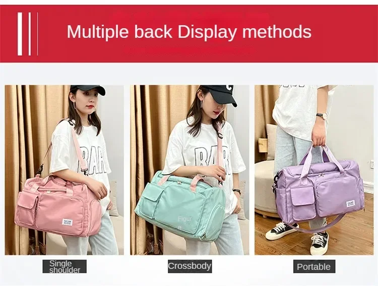 Bolsa de viaje de gran capacidad para mujer, bolsa de gimnasio para fin de semana, bolsas de lona para la noche con comp