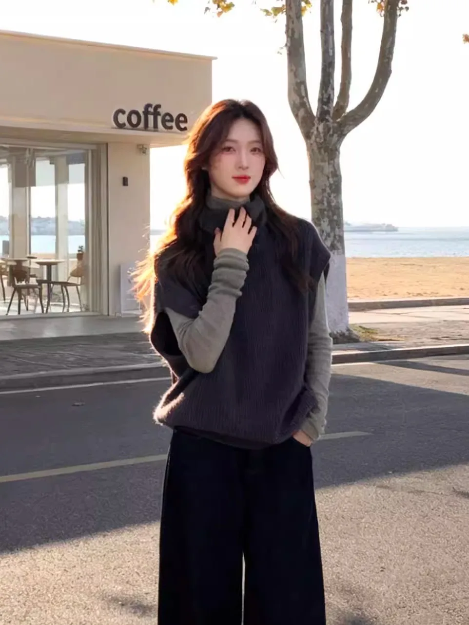 

Модный вязаный жилет для женщин на осень-зиму, винтажный, для многослойных образов, повседневный, с эффектом высокого класса, персонализированный топ