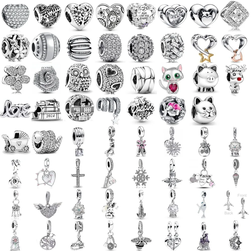 

New 925 Silver Love Bead Airplane Crystal Ball Pendant Suitable for Original Bracelets DIY Accessories High Charm Jewelry Gifts