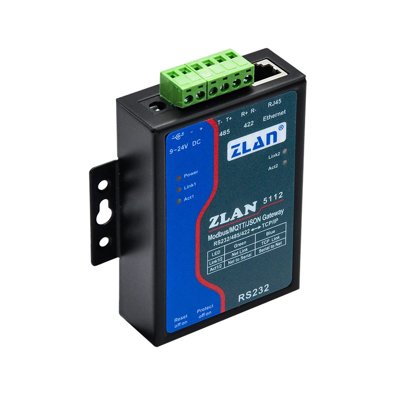 خادم تسلسلي واحد MQTT عالي الأداء RS232/485/422 إلى منفذ إيثرنت TCP Modbus Gateway JSON يدعم نقل MQTTS