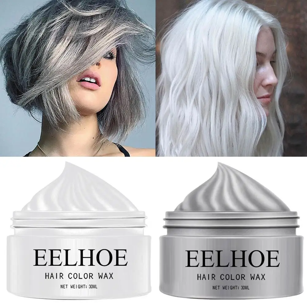 Temporary Hair Color Wax DIY Mud One-time Molding Paste Dye Cream Hair Gel for Hair Coloring Styling Silver Grey 30ml