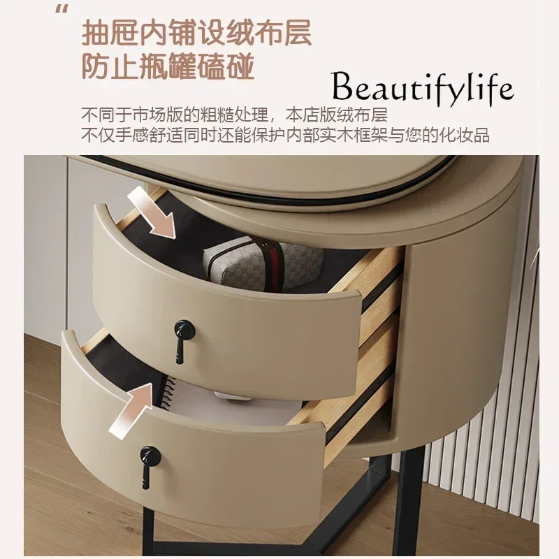 J Moderne einfache Teleskopkommode aus massivem Holz, Schminktisch, kompletter Make-up-Tisch, leichte Luxus-Kommode, Designer-Kommode