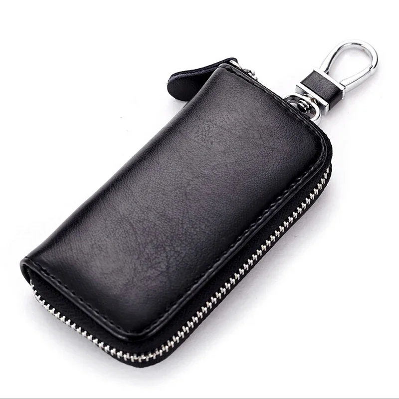 Genuine Leather Men Key Holder House Women Keychain Bag Organizer Car Key Case Pouch Multifunctional Small Wallet Mini Purse