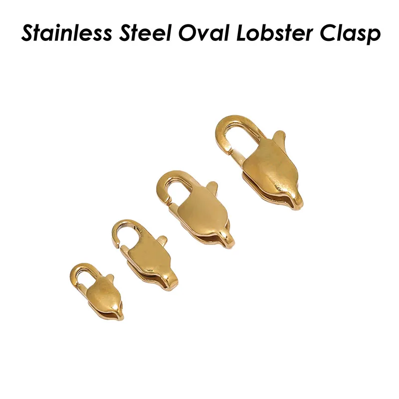 50 x Stainless Steel Lobster Claps, Oval Rectangle Lobster Claw Clasp Gold Tarnish Free, Wholesale Jewelry Findings Supplies