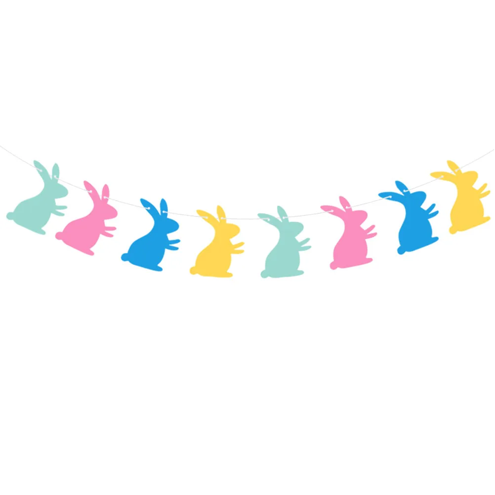 

8pcs Felt Rabbit Colorful Easter Party Bunting Garland Pennant Home Decor Rabbit Flag Festive Photoshoot