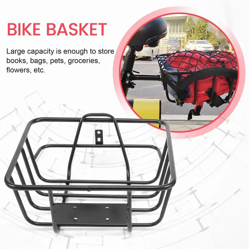 A99I-Wire Lift-Off Rear Basket Bicycle Rear Basket Iron Hanging Basket Thickened And Widened Bicycle Basket For Bicycles