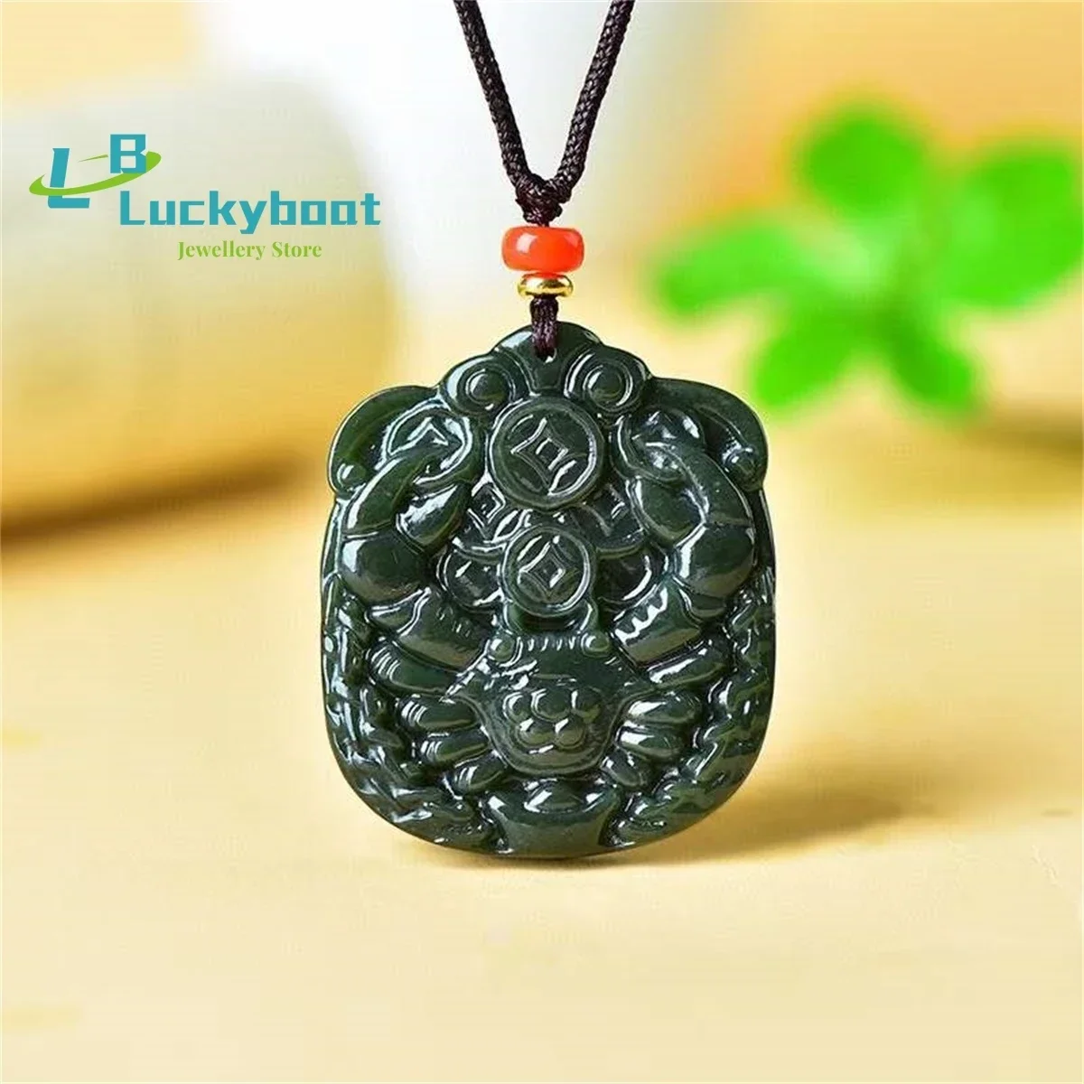 Natural Hotan Jade Bagfang Laicai Pendant Simple and Generous Personality Fine Fashion Versatile for Men and Women