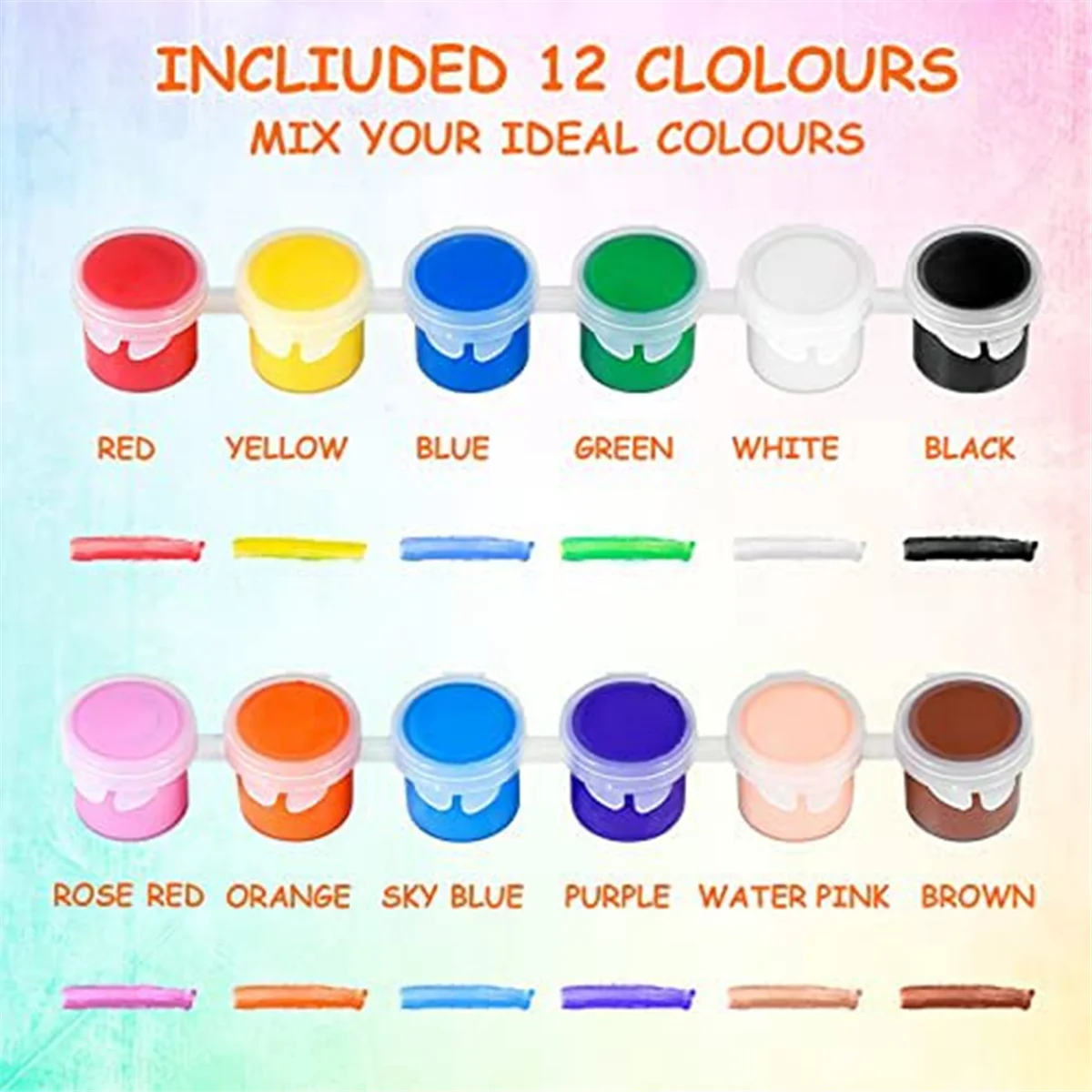 A51I 140 個アクリルペイントセット、12 色のアクリルペイントストリップ、子供&大人用クラフトペイント、自宅の誕生日教室に最適