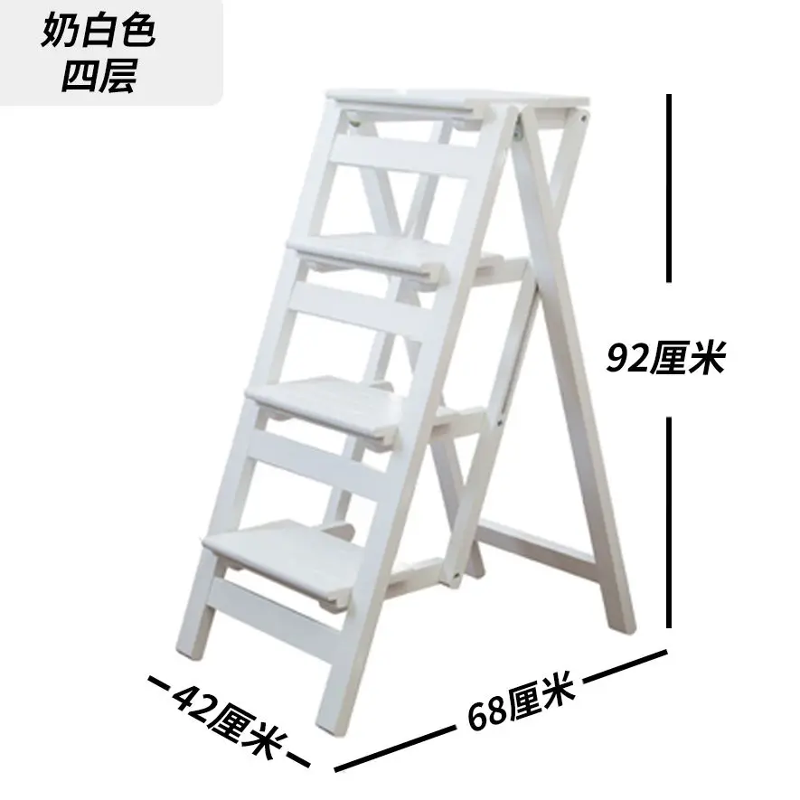 Step Stool Foldable 3 Step Wooden Blue-Gray Space-Saving Multi-Use Step Ladder For Home Kitchen Adults