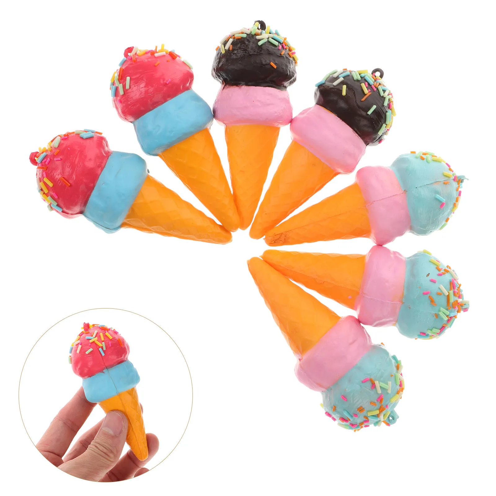 

7Pcs Simulation Ice Cream Cone Fake Dessert Display Artificial Ice Cream Prop for Home Shop Decoration Lifelike Food Photoing