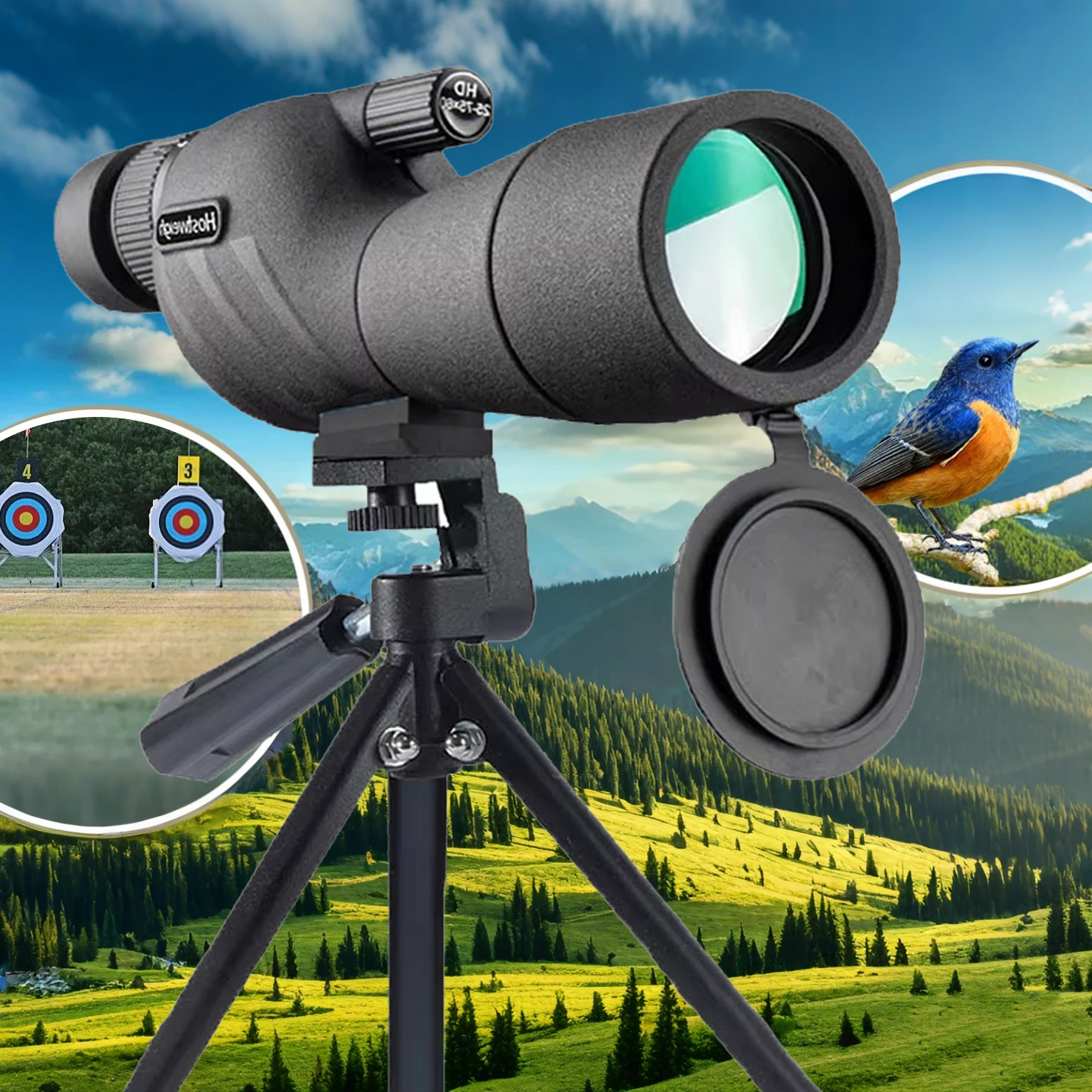 25-75x60 Telescope Sight Zoom Monocular  Handheld Long Distance High Definition Watching Wildlife Viewing For Bird Lightweight