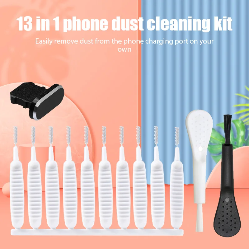 13Pcs Mobile Phone Speaker Dust Removal Cleaner Tool Kit For IPhone 14 13 Pro Max Earphones Charge Port Dustproof Cleaning Brush