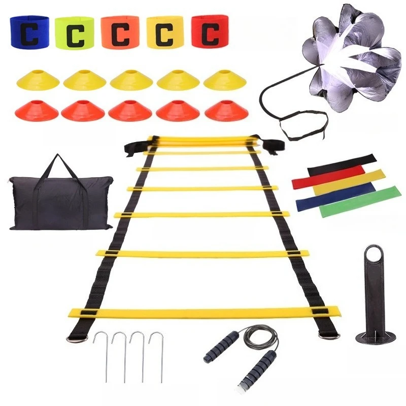 

football agility ladder training set jumping grid ladder resistance umbrella bouncing ball with football armband