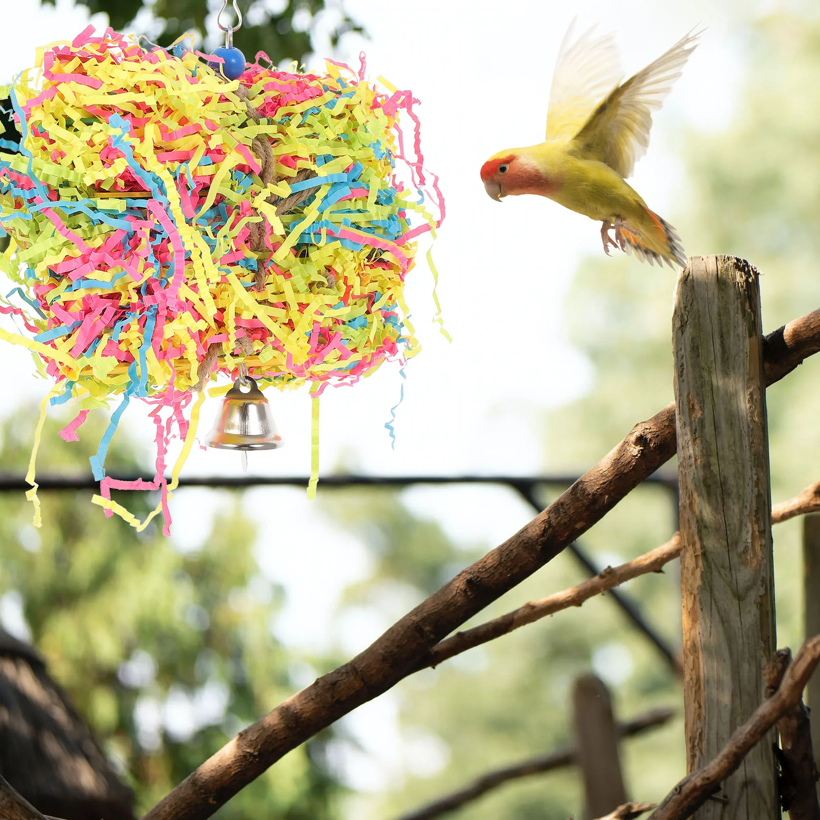 Parrot Chewing Toy Parakeet Paper Budgie Cage Accessories Cockatiel Interesting Hanging Pet Plaything Grass Ball