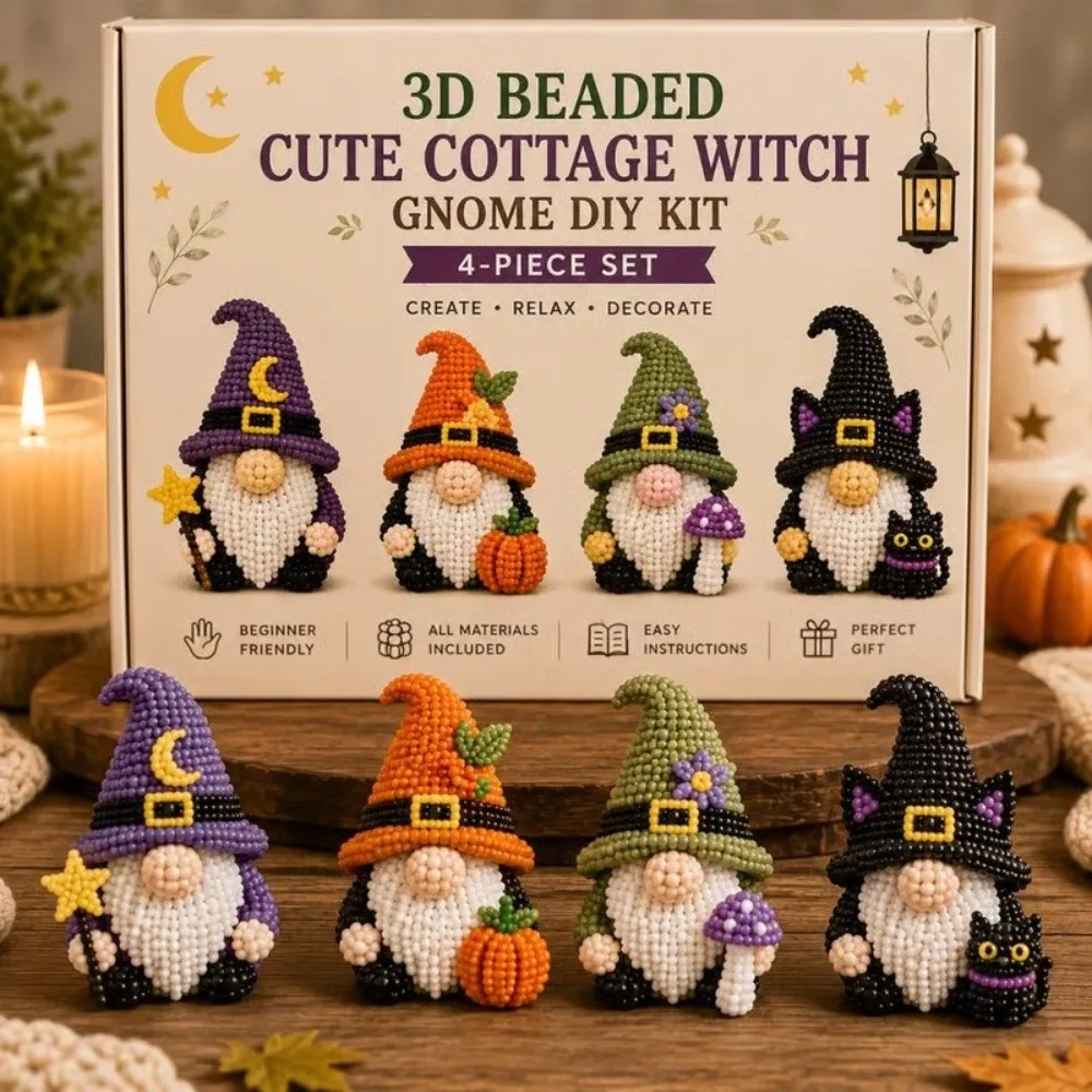 Vibrant Tube Beads 3D Beaded DIY Craft Kit Gnome Educational Handmade Bead Art Set Nativity Colorful Bead Doll Making Supply