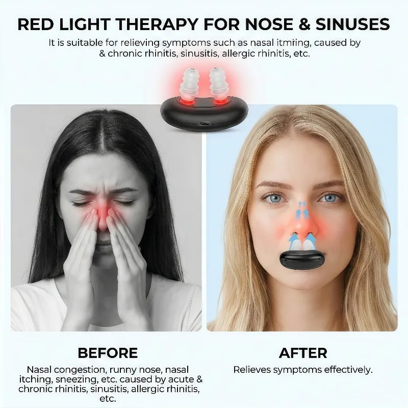[BLACKFRIDAY]2026 Cordless Red Light Nasal Therapy Device for Nose & Sinus Comfort,with Soft Silicone Tips for Seasonal Relief