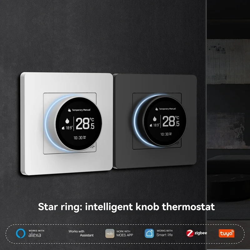 Tuya ZigBee Smart Knob Thermostat Electric Floor Heating Temperature Controller Works with for GoogleHome White-BCBW
