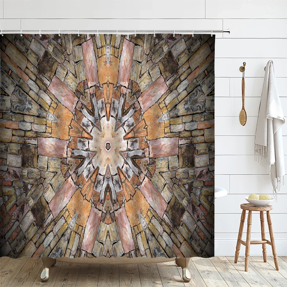 Creative Brick Wall Shower Curtain Mandala Boho Geometry Bath Curtains Bathtub Accessories Polyester Fabric Screen Decoration