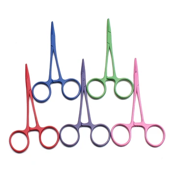 5" Colorful Stainless Steel Curved Head Animals Hemostatic Forceps Forceps Needle Holder…
