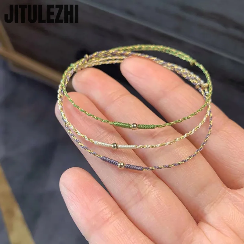 18K Gold Bracelet For Women Ancient Gold Mini Small String Women's Singles Wear Handwoven Handicrafts, Daily Commuting Can Fold