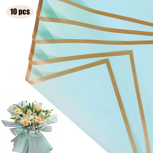 10 Sheets Flower Wrapping Paper with Golden Edges, Waterproof Bouquet Packaging - Ideal for DIY Weddings & Birthdays - Image 20