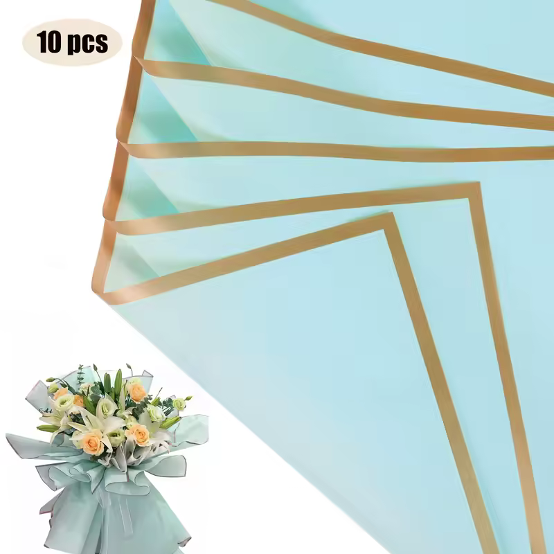 10 Sheets Flower Wrapping Paper with Golden Edges, Waterproof Bouquet Packaging - Ideal for DIY Weddings & Birthdays - Image 20