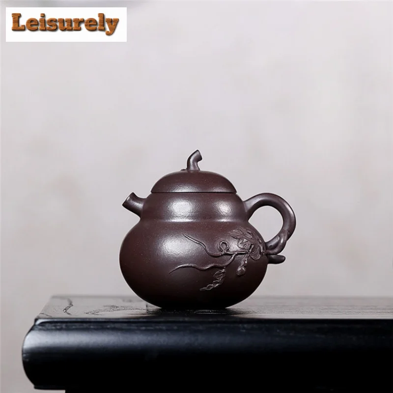 

150ml Ancient Yixing Purple Clay Teapot Handmade Gourd Pot Raw Ore Purple Mud Kettle with Filter Zisha Tea Set Cafes Accessories