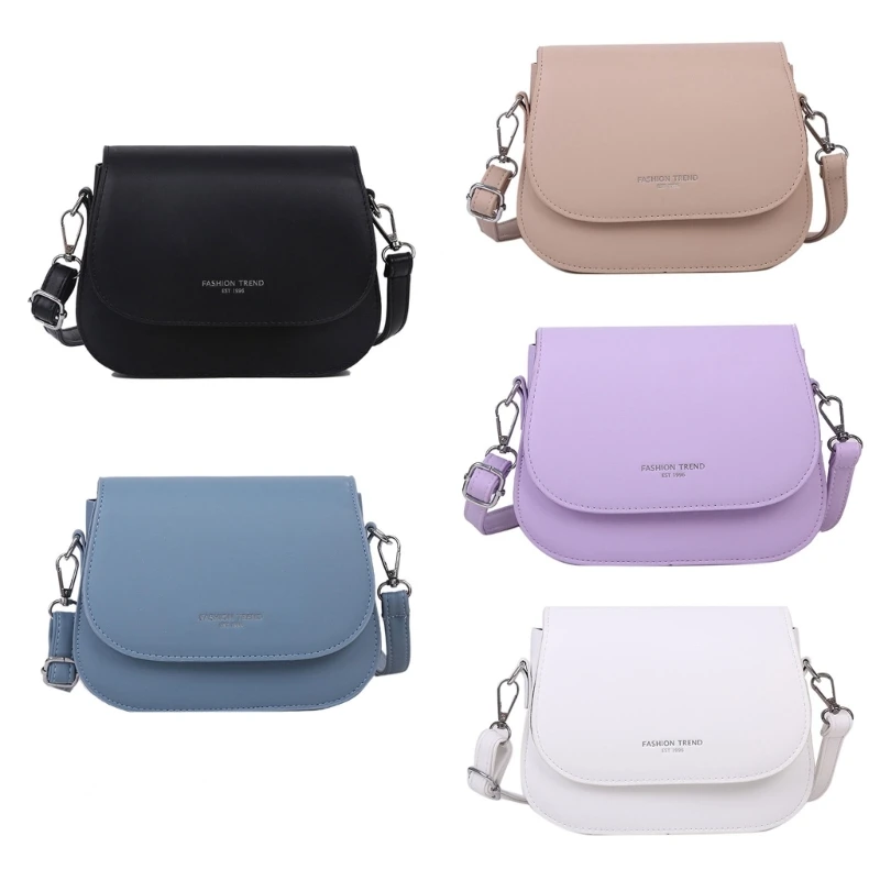 Trendy PU Leather Crossbody Bag for Women Elegant Candy Color Shoulder Bag E74B