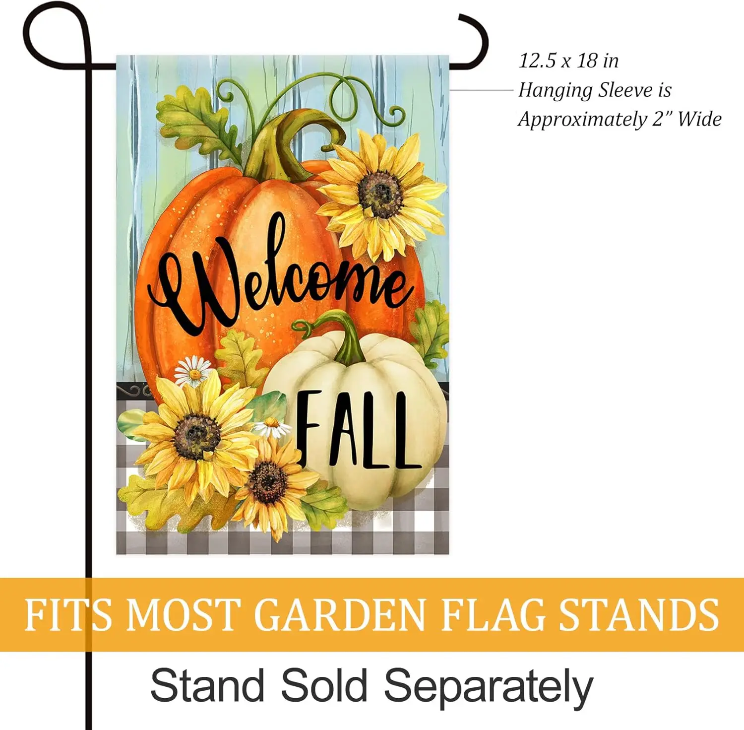 Texupday Welcome Fall Sunflower Pumpkin Harvest Decoration Autumn Thanksgiving Garden Flag Farmhouse Outdoor Yard Banner 12