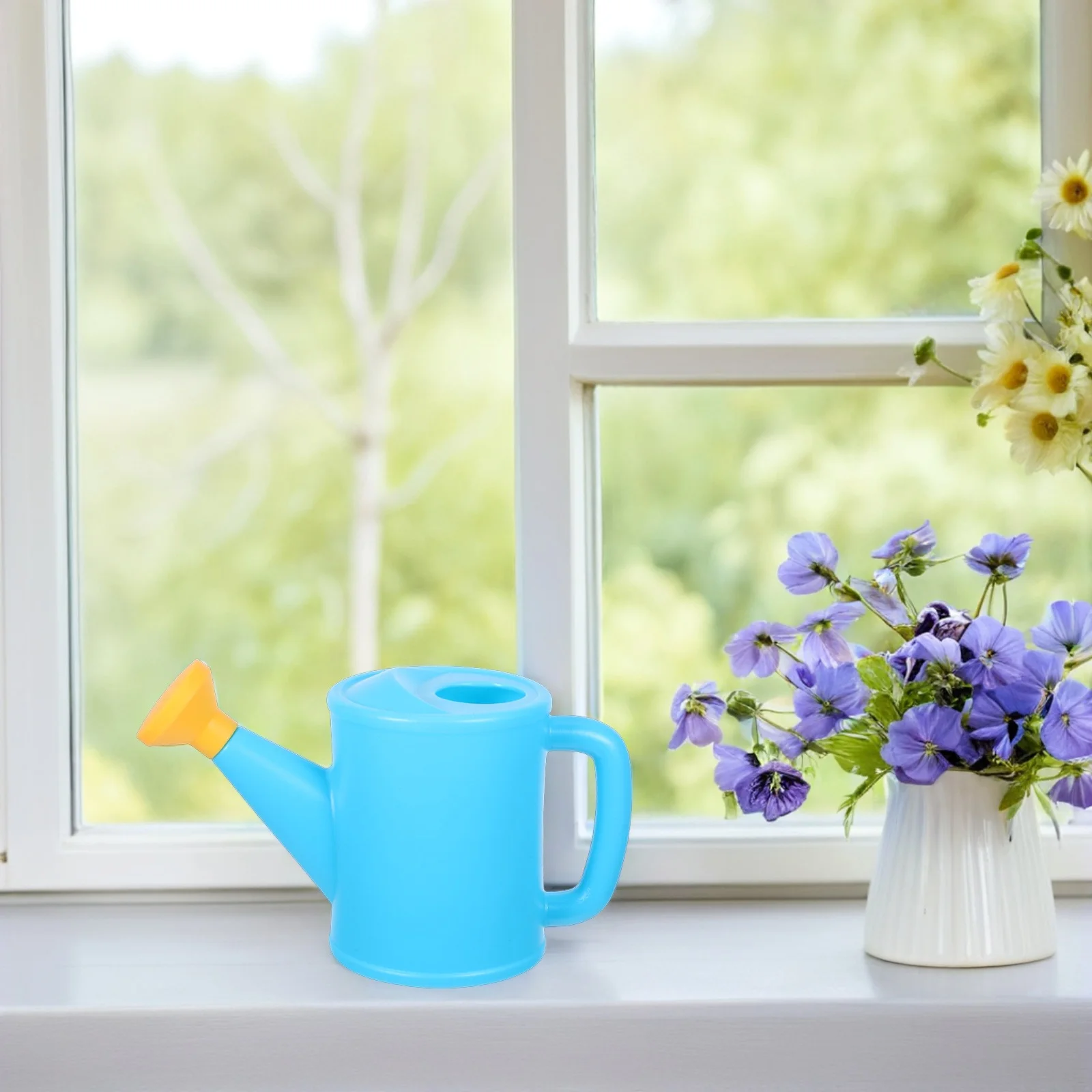 أطفال حديقة مسقاة الأزرق المحمولة البلاستيك اناء للزهور للأطفال في الهواء الطلق الرمال الشاطئ داخلي النبات البخاخ أداة حديقة صغيرة #5